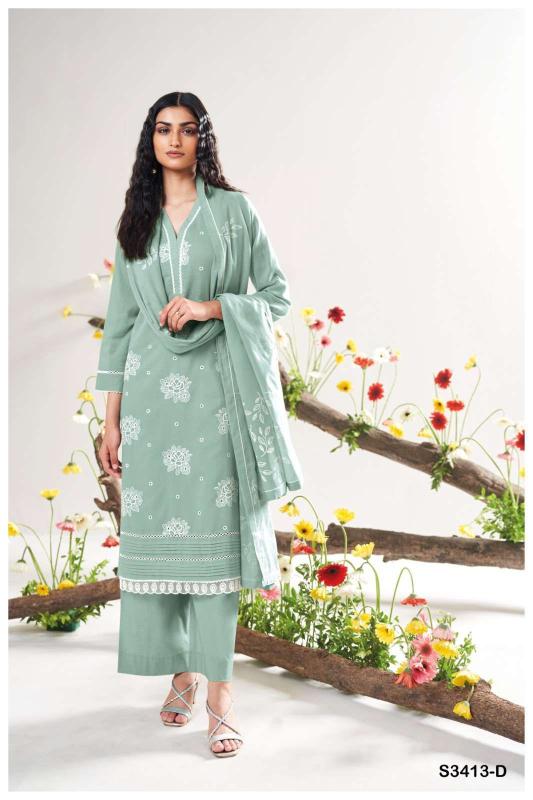 Ganga adela 3413 wholesale unstitched dress material  - wholesale export